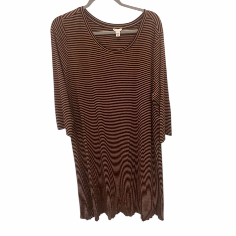Cato Brown Striped Long Sleeve Dress